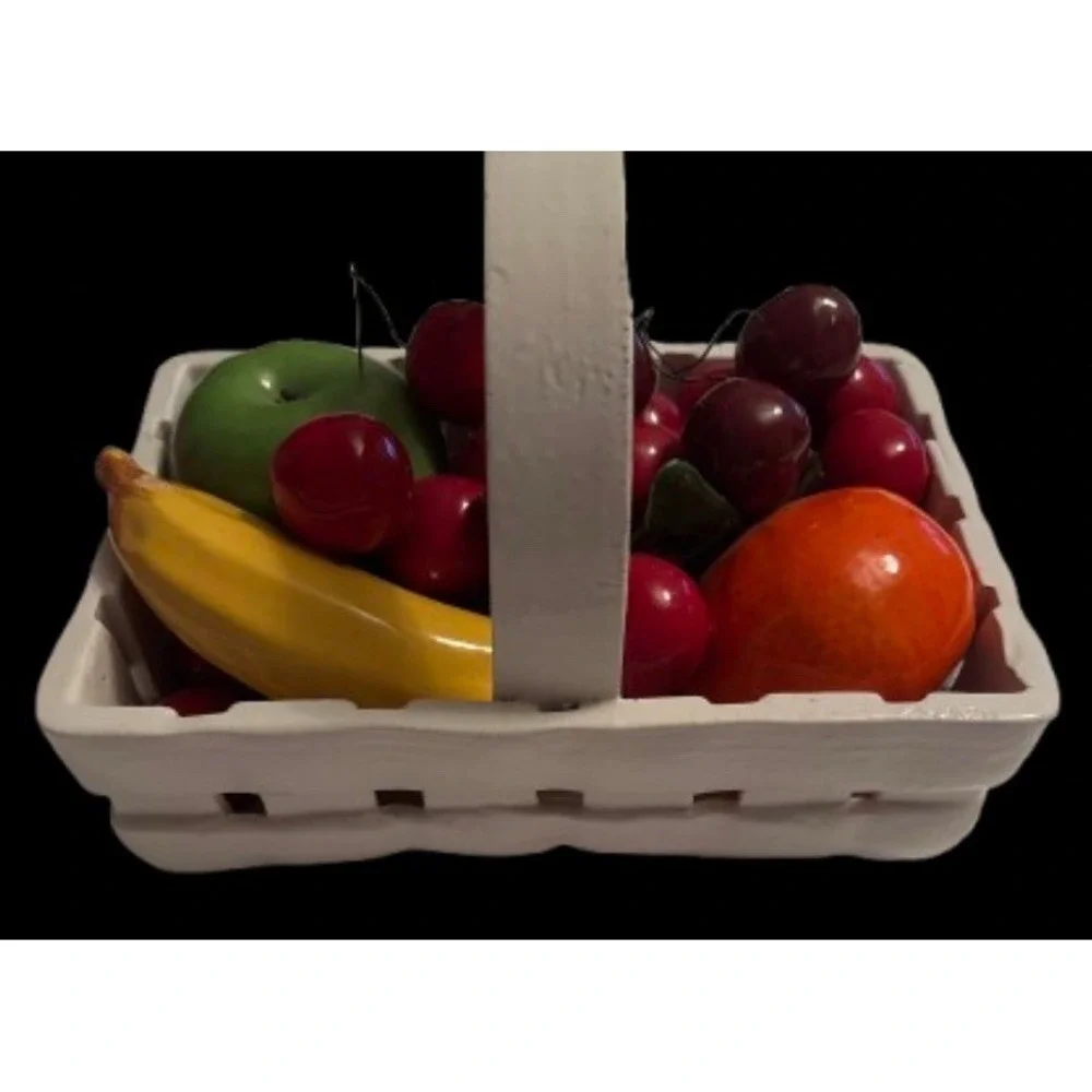 Italian Fruit Basket Vintage Italian Wire Cherries Banana Apple Orange Rare‎